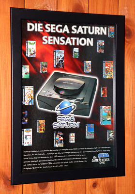Vintage Sega Saturn Games Rare Small Promo Poster / Ad Page Framed