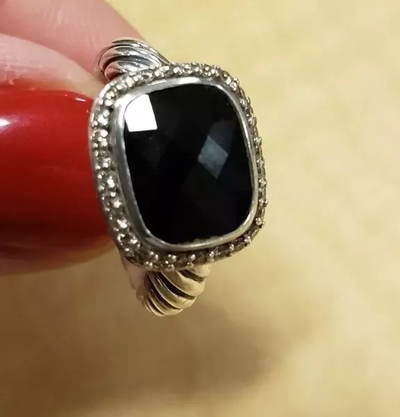 David Yurman Black Onyx Noblesse Ring with Diamonds size 7 eBay