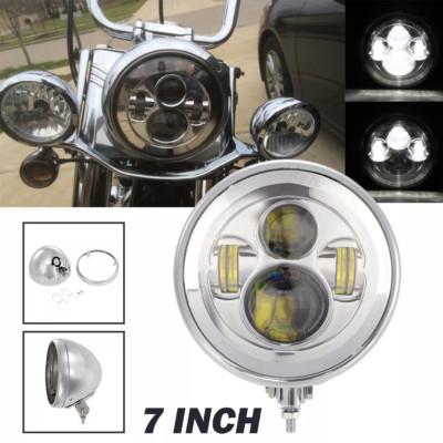 7'' Inch LED DRL Headlight Housing Bucket For Honda Shadow Sabre 1100 VT1100C2