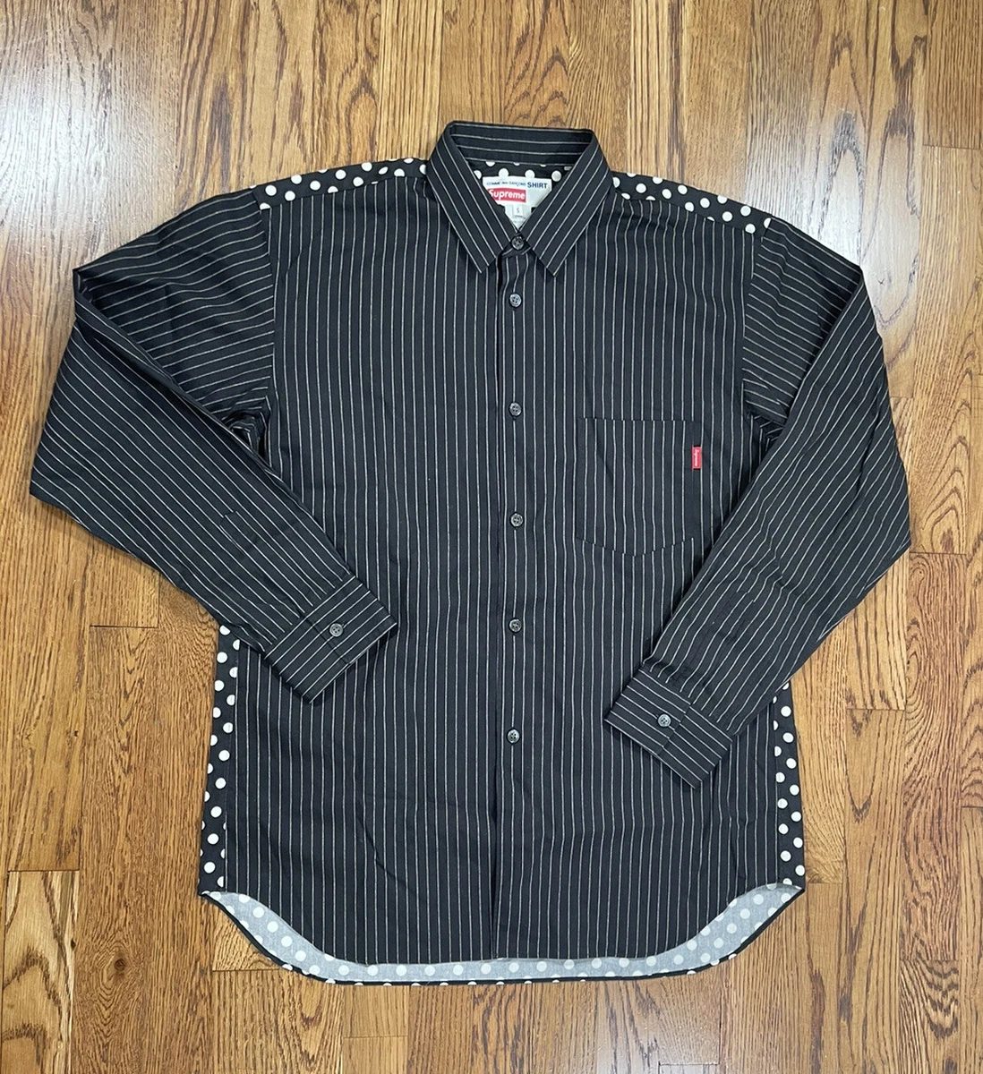 Supreme CDG Shirt Long Sleeve Button Down Polkadot Black and White Mens  Size S