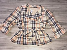 Nwt Charlotte Russe Madras Plaid Short Sleeve Peacoat Coat L Large Sfs