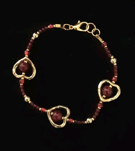 Set orecchini collana braccialetto fatto a mano placcati oro e perle di vetro - Foto 2 di 6