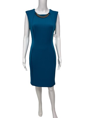 calvin klein bodycon dresses Calvin Klein Women's Sleeveless Blue/Green Teal Bodycon Knee Length Dress  Size 6