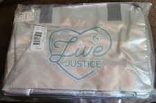NWT LIVE JUSTICE  Silver Duffel Tote Bag Gymnastics Dance Cheer