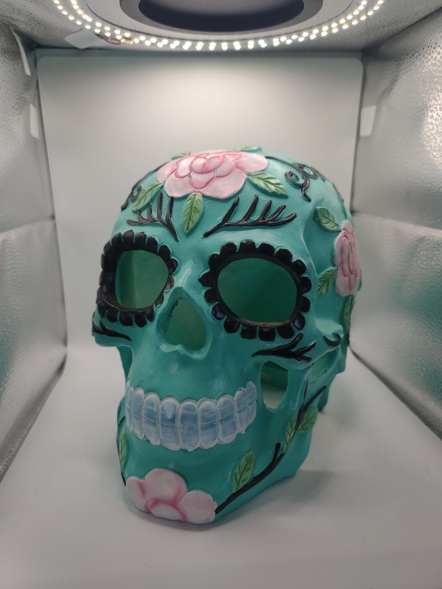 ZINGARO SKULLS &amp; FLOWERS BLUE SIGNAL×４ Men's Motorcycle Harley Green Crystal Eyes Skull Cross Theme