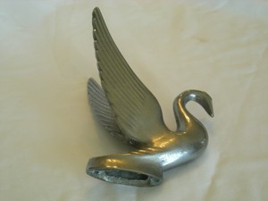 Vintage Car Hood Ornament Flying Feathered Bird Swan Goose Silver Tone Aei Ebay