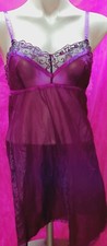 Vtg Hot Victoria's Secret Semi Sheer Satin Lace Purple Size Small