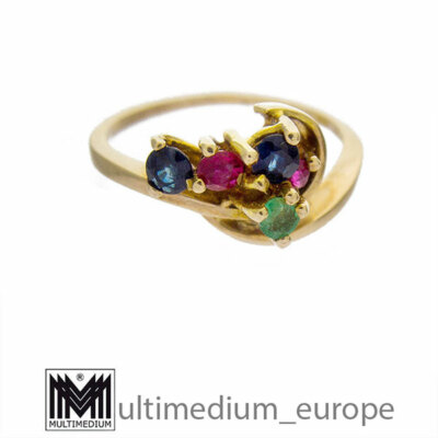 333 Gelbgold Ring Rubin Saphir Smaragd 8ct vtg gold ruby emerald