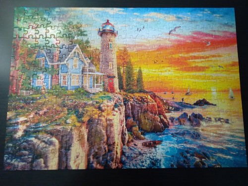 ROCKY CLIFF LIGHTHOUSE 300 Large Piece Buffalo Jigsaw Puzzle ~ COMPLETE +POSTER - Picture 2 of 10