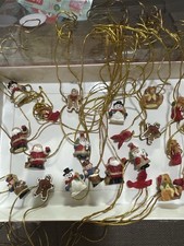 Mini Christmas Ornaments Lot 21 pcs   Santa, Snowman, Gingerbread   Gold Loops