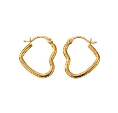 Ohrringe - Damen - Creolen - Herz - 750/1000 Gelbgold plattiert - 24 x 20