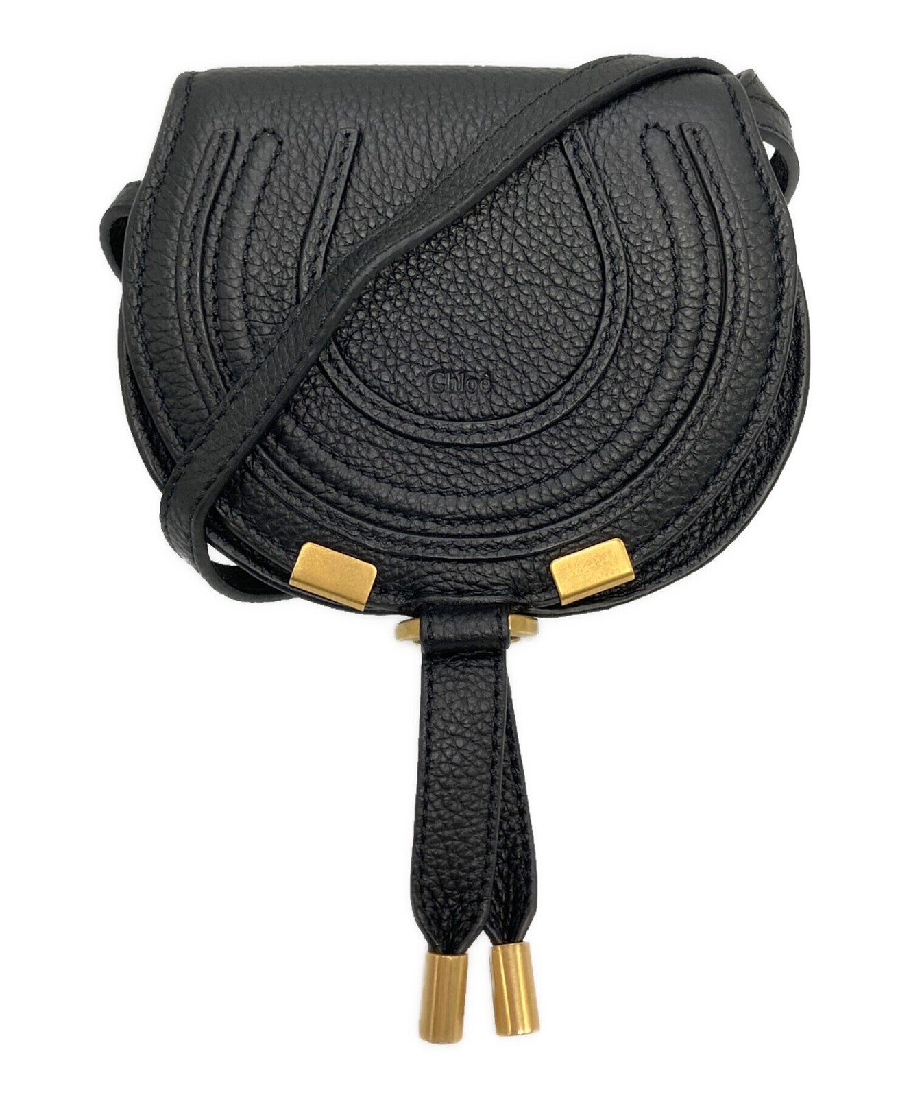 Chloe Marcie Nano Shoulder Bag Leather Black One Size Womens Crossbody Purse
