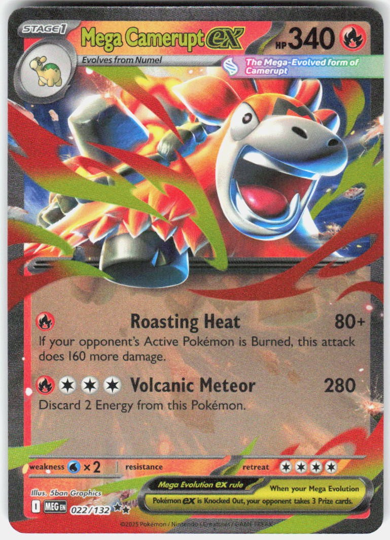 Mega Camerupt ex Holofoil Double Rare ME01: Mega Evolution 022/132 LP