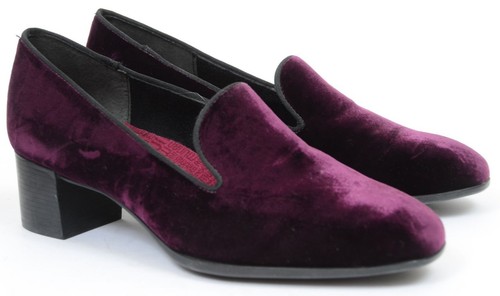 Munro Allee Size 10 Velvet Smoker Block Heel Burgundy Loafers Goth Whimsigoth