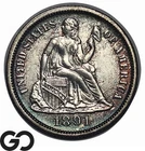1891 Seated Liberty Dime, Great Toner, Choice BU++, Sharp & Beautiful Color