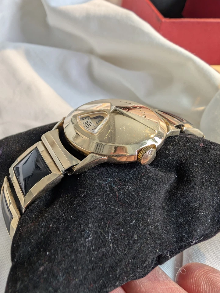 Lord Elgin "Chevron" Jump Hour Watch 1950s - Image 4 of 4