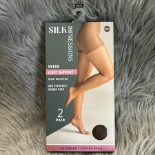 Silk Impressions Sheer Light Support Womens Size XXXL Coffee Bean High Waisted