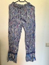 MISU Damen Stoffhose Gr. 36 Paisley Blau/Wei�...