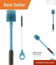 Dishwasher Safe 2-in-1 Cleaning Brush for Bottles  Straws - Smokey Blue