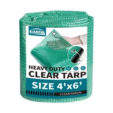 4'x6' Clear Green Tarp Heavy Duty Waterproof 12mil with Grommets or Zip Ties ...
