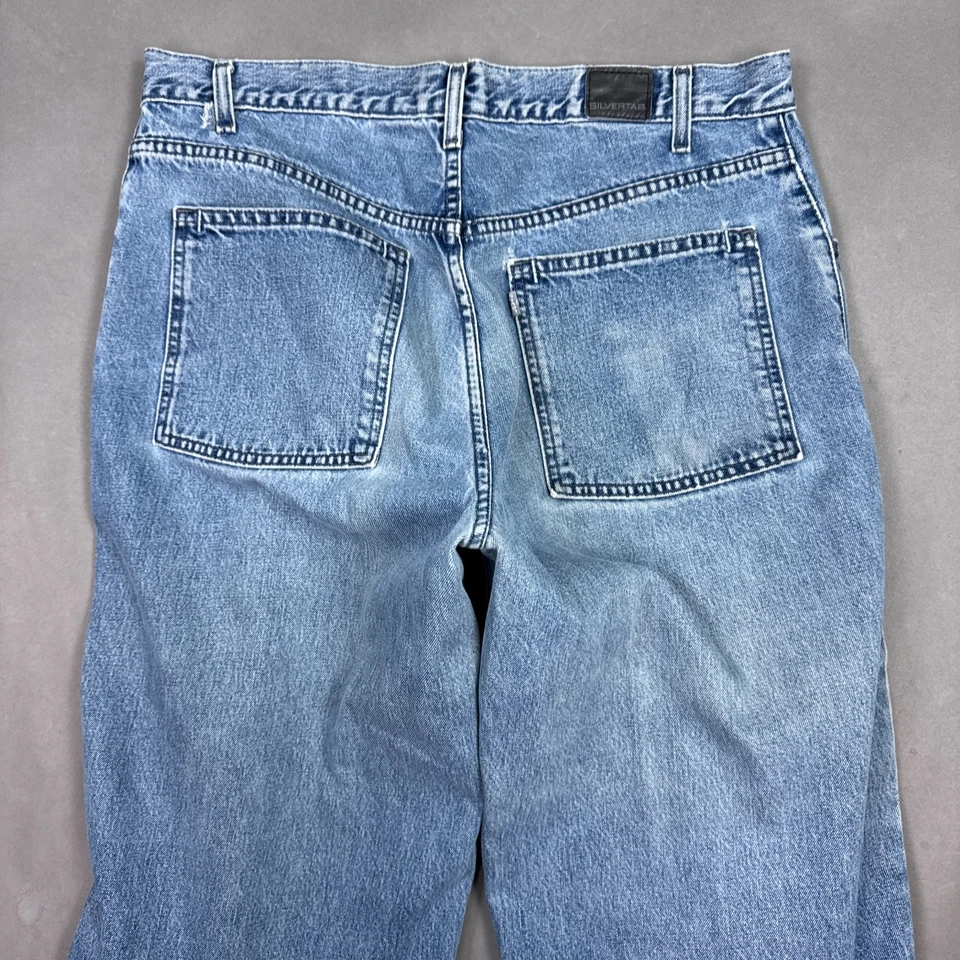 Jeans masculino vintage Levis Silvertab folgado 36x32 azul Y2K feito nos EUA skatista largo - Imagem 4 de 4