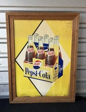 Vintage Pepsi Cola Rare Cardboard Advertisement 1960s