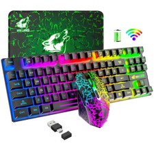 Wireless Gaming Keyboard and Mouse Combo,Rainbow Backlit Rechargeable 3800mAh...