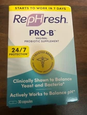 Rephresh Pro B Probiotic Feminine Supplement 30 Capsules Exp 09/2026