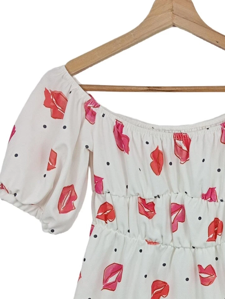 ASOS Mini vestido Mujeres Vestido Talla EU 34 blanco-rojo look casual - Imagen 3 de 4