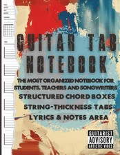 Blank Guitar Tab Notebook: Organized Tablature  Chord Boxes, Note Lines Bonus