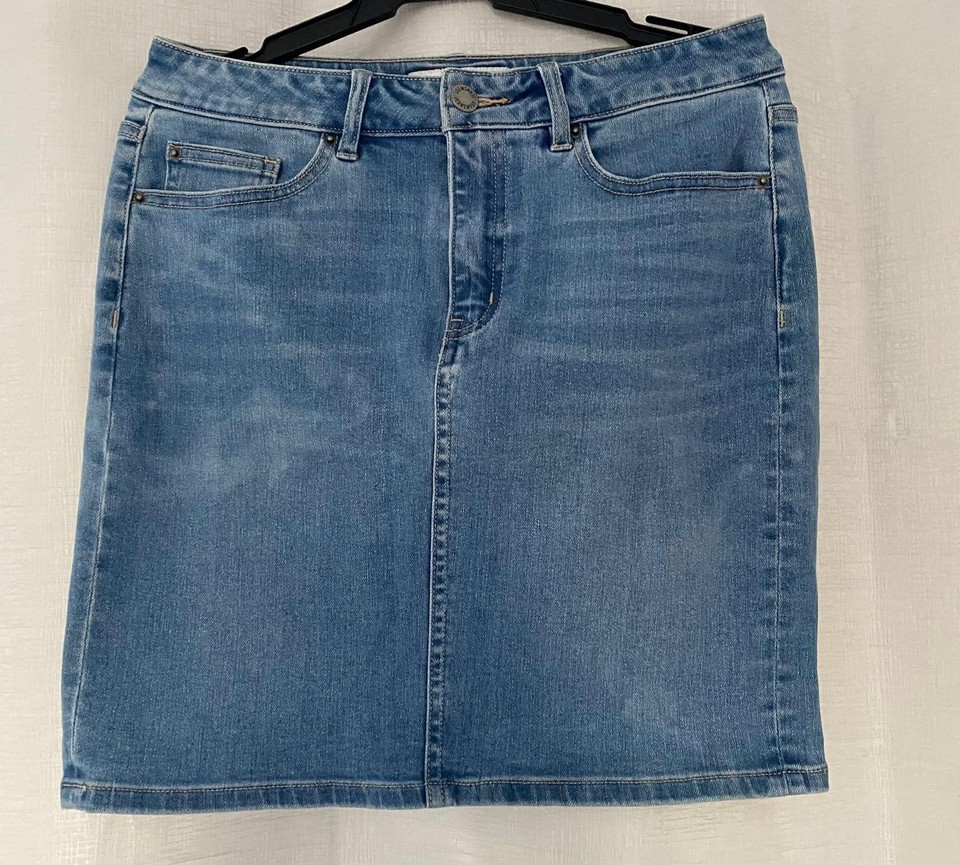 Jeanswest Womens Blue Denim Straight Pencil Knee Length Skirt Sz10 Button