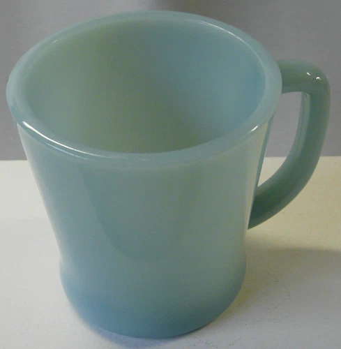 Vintage Fire King Oven Ware Turquoise Delphite Blue “D” Handle Coffee Mug