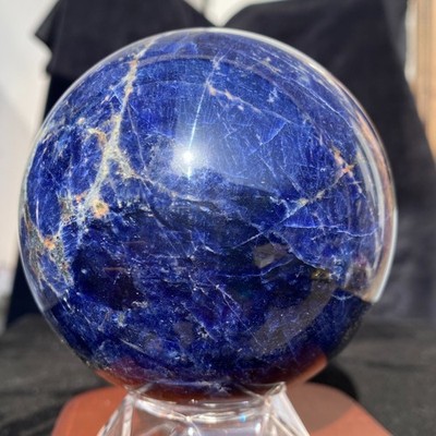 2.2LB Natural Beautiful Blue Striped Ball Quartz Crystal Sphere Healing