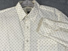 J Crew Secret Wash Shirt Mens Medium White Slim Stretch Micro Print Button Down
