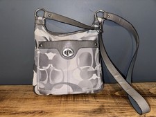 Coach Penelope Optic Signature Grey Crossbody Bag F17479 Y2K Turnlock