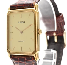 Rare Vintage [Near MINT] RADO 121.5275.2 Gold Dial Quartz Square Tank 24mm Watch