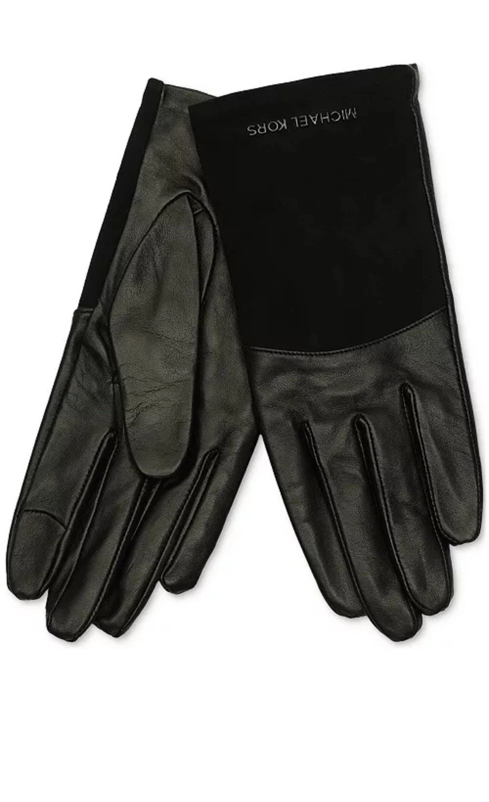 Michael Kors Suede And Lambskin Leather Touchscreen Women’s Gloves - Black S~