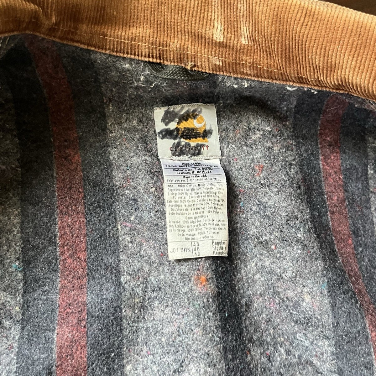 Vintage 90s Carhartt Blanket Lined Detroit Jacket Size 48 XL USA 