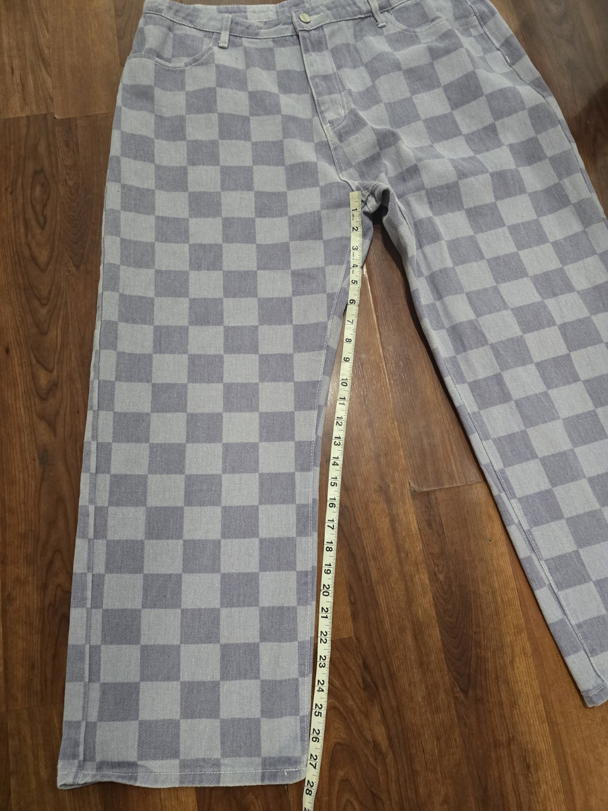 Cider Patchwork Checkered Mom Light Grey Denim Re… - image 10