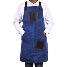 PU leather pocket doublesided fleece apron with adjustable straps for work use