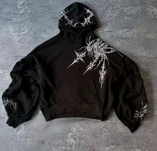 Y2K Gothic Streetwear Hoodie   Oversized Blac...