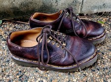 Dr. Doc Martens Sz 5 Chunky Brown Leather Shoes Made in England VTG