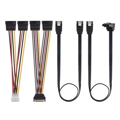 90 Degree SATA III Cable Kit Data Power and Molex Adapter