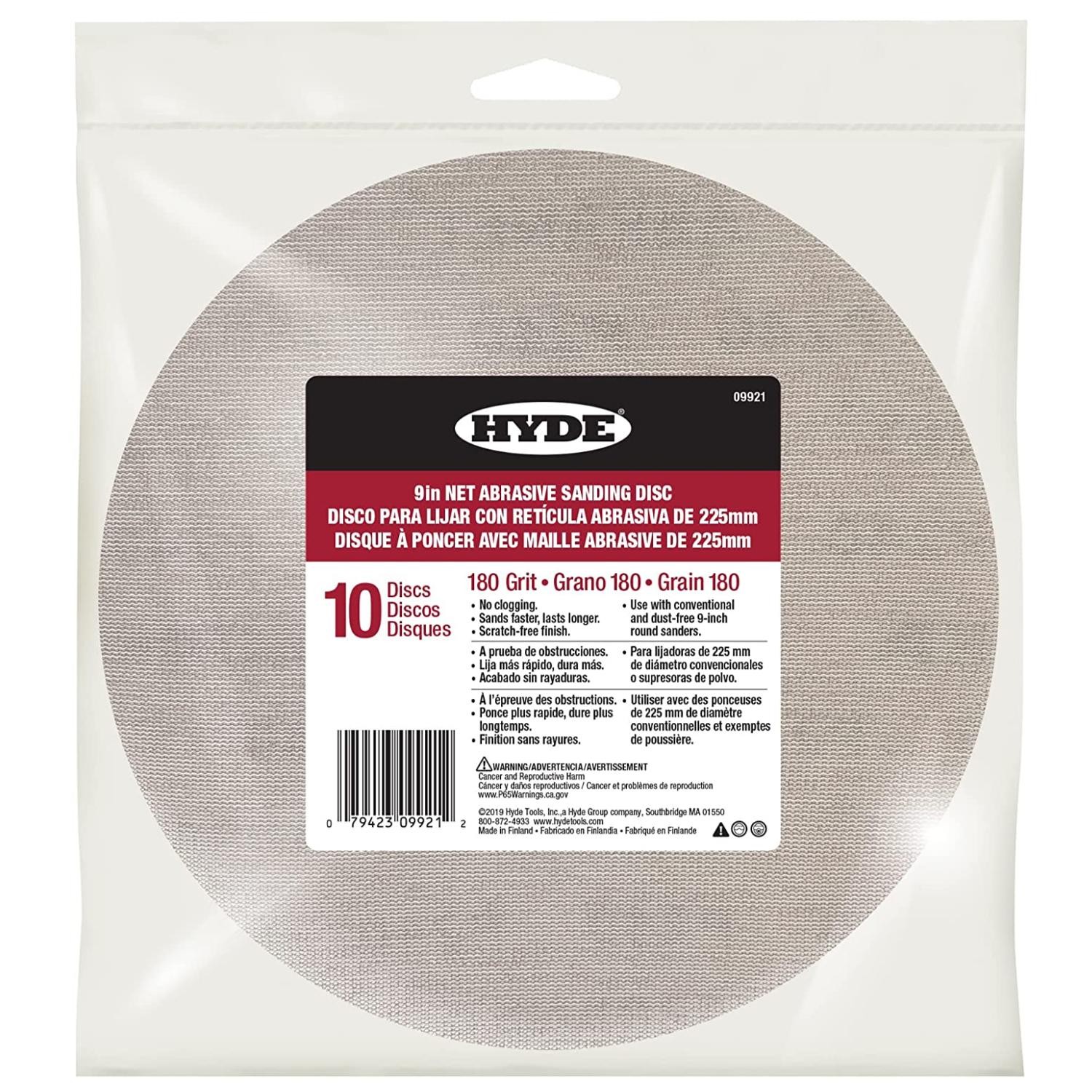 Hyde Net Abrasive Wall Sanding Discs 9"" 180 Grit 10 Pack