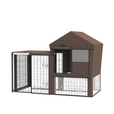 Rabbit Hutch Cover Brown 90x124x65cm High-Density Polyester Water-Resist Coated