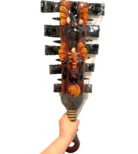 23” Aztec Obsidian Bladed Macuahuitl Replica/Piedra de Muerte, Stone of Death,