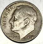 1959-D Roosevelt Dime - Circulated Condition - 90% Silver - US Coin - 2994
