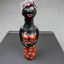 VINTAGE African Woman Sculpture Handmade Maraca Bust Black Art Fertility Decor
