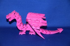 Flexi DRAGON  Fidget Toy  Flexible Articulating  Dark Pink  3D Printed USA