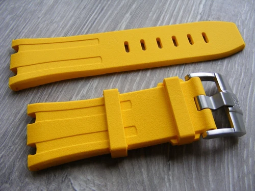 28mm Yellow Rubber Watch Strap Fit Audemars Piguet Royal Oak Offshore 42mm Case